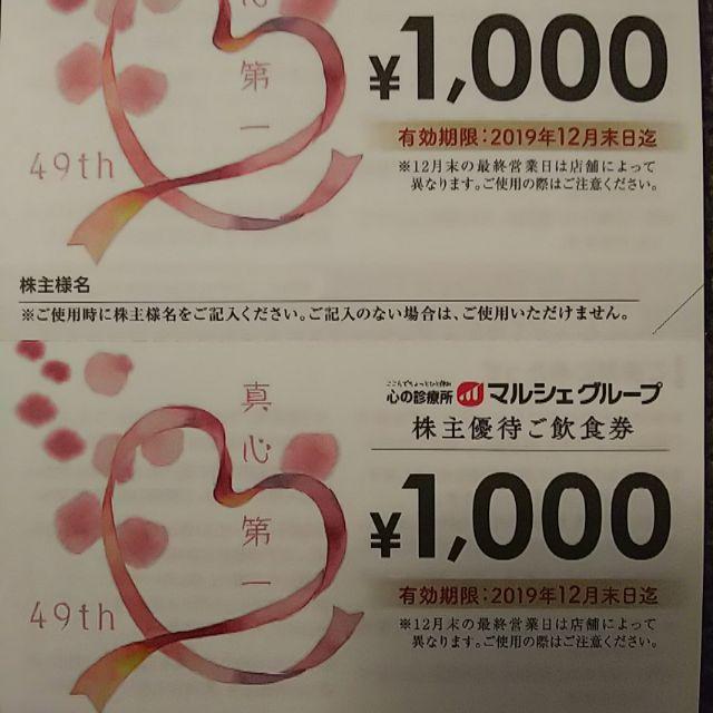 優待券/割引券マルシェ 株主優待 25000円