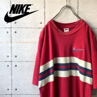 【激レア】 90s NIKE ナイキ 銀タグ 胸ライン ボーダー Tシャツ