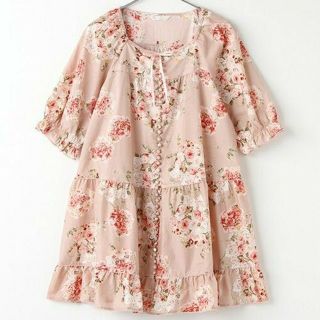 ピンクハウス(PINK HOUSE)の新品 PINKHOUSE ピンクハウスローズブーケプリントチュニック(ピンク)(チュニック)