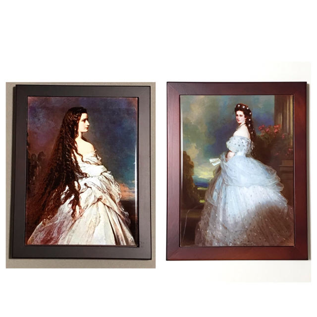 エリザベートの肖像（星の髪飾りと、右向き）フォトタイル木製フレーム付き2枚セット