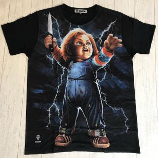 チャッキー チャイルドプレイ ホラー映画 半袖 黒Tシャツ M.Lサイズ(Tシャツ/カットソー(半袖/袖なし))