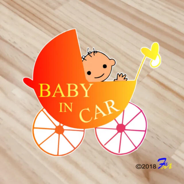 Baby In CAR④ プリントステッカー レッド&イエロー キッズ/ベビー/マタニティの外出/移動用品(その他)の商品写真