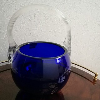 手作り硝子　瑠璃色　最終価格(グラス/カップ)