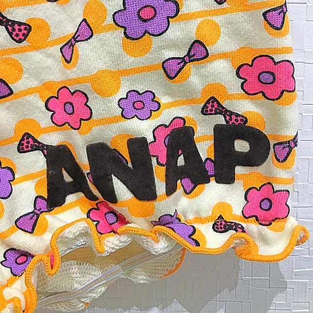 ANAP(アナップ)のANAP アナップ ロゴ入り サスペンダー ショートパンツ 110 オレンジ  キッズ/ベビー/マタニティのキッズ服女の子用(90cm~)(パンツ/スパッツ)の商品写真