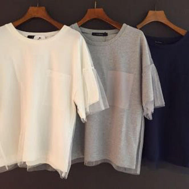 w closet(ダブルクローゼット)のチュール重ね着風Tシャツ レディースのトップス(Tシャツ(半袖/袖なし))の商品写真