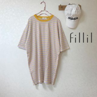 メルロー(merlot)の１点のみ‼️新品✨ マルチボーダー ビッグTシャツ ❤️ マスタード(Tシャツ(半袖/袖なし))