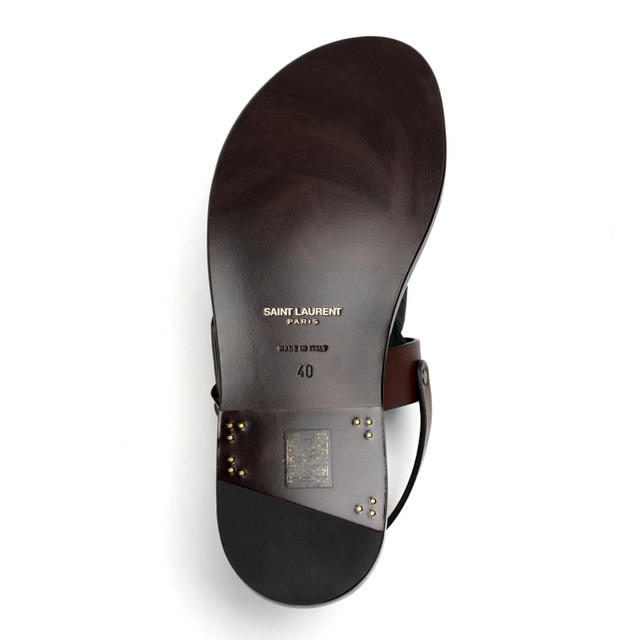 Saint Laurent(サンローラン)の新品　サンローランパリ　サンダル　ブラウン レザー メンズ 40 メンズの靴/シューズ(サンダル)の商品写真