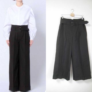 ドゥロワー(Drawer)の17ss ドゥロワー ベルト付き ハイウエスト コットン ワイドパンツ(カジュアルパンツ)