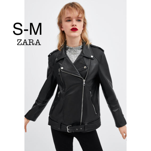 ZARA ザラ フェイクレザーオーバーサイズブレザー S ブラック