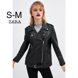 ザラ(ZARA)の新品未使用 ZARA 本革 オーバーサイズ ライダース レザージャケット S M(ライダースジャケット)