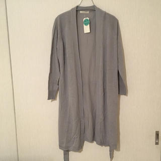 ショコラフィネローブ(chocol raffine robe)の新品 ロングニットカーディガン グレー(カーディガン)