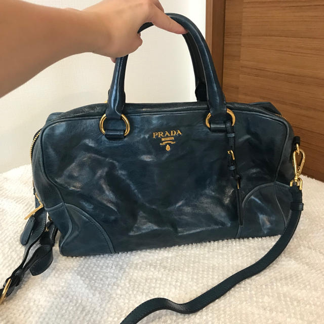 プラダ ブラック レザー バッグ 確実正規品  PRADA