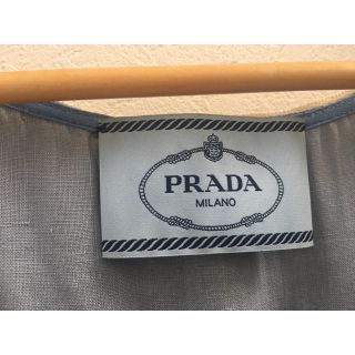 プラダ(PRADA)のPRADA ) プラダ 麻 リネン ワンピース プリーツ 水色 ブルー 38(ミニワンピース)