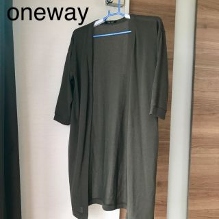 ワンウェイ(one*way)のロングカーディガン カーキ oneway(カーディガン)