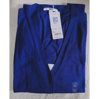 ユニクロ(UNIQLO)の新品 ユニクロ UVカットVネックカーディガン ブルー XL(カーディガン)