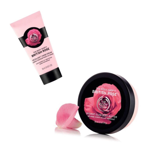 THE BODY SHOP(ザボディショップ)の【大特価】ブリティッシュローズ ハンドクリーム& ボディバター&ボディソープ コスメ/美容のボディケア(ハンドクリーム)の商品写真