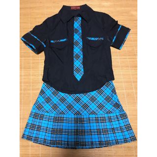 ボディライン(BODYLINE)のBODYLINE 制服 青 ブルー ゴールド チェック スカート ネクタイセット(衣装)