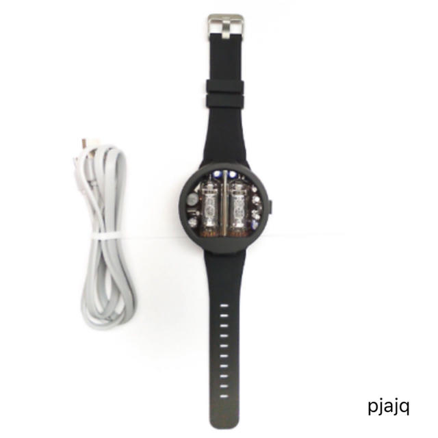 限定 ニキシー管 腕時計 Nixie Tube Watch 24Ｈ表示 人気 黒