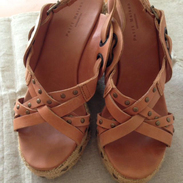 レザーウエッジサンダル レディースの靴/シューズ(サンダル)の商品写真