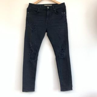 ザラ(ZARA)のZARA ストレッチダメージデニム ブラック サイズ30(デニム/ジーンズ)