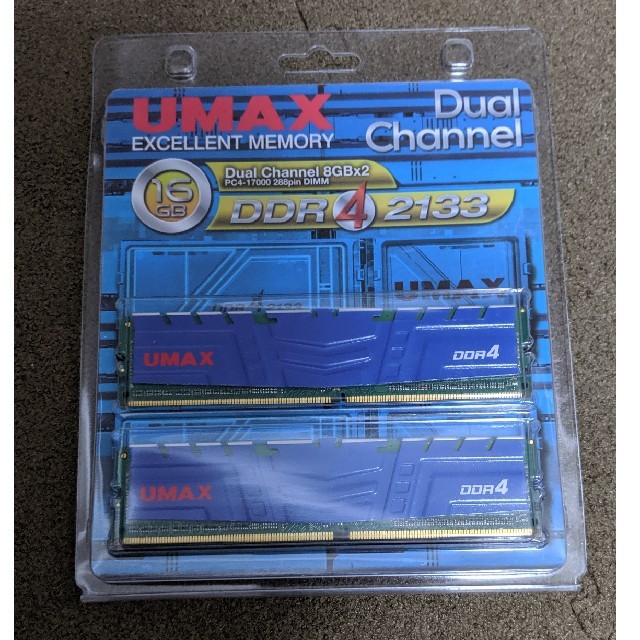 PC/タブレットUMAX DDR4-2133 PC4-17000 16GB(8GBx2) メモリ