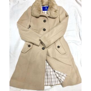 バーバリーブルーレーベル(BURBERRY BLUE LABEL)のフカ様専用 ブルーレーベル クレストブリッジ ファー付きロングコート(ロングコート)