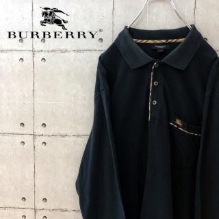 バーバリー(BURBERRY)の【訳あり】バーバリー Burberry 長袖 ポロシャツ  黒(ポロシャツ)