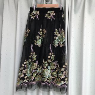 ザラ(ZARA)のZARA 花柄刺繍スカート チュールスカート(ロングスカート)