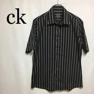 シーケーカルバンクライン(ck Calvin Klein)のck カルバン クライン 半袖シャツ メンズ ブラックにグレーのストライプシャツ(シャツ)