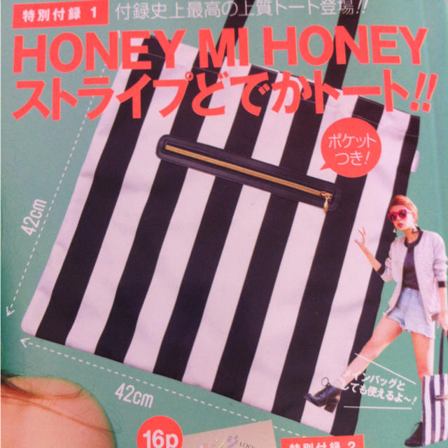 Honey mi Honey(ハニーミーハニー)のvivi ストライプトート レディースのバッグ(トートバッグ)の商品写真