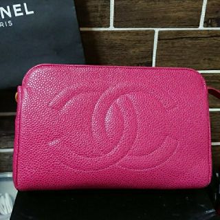 シャネル(CHANEL)のCHANEL シャネル キャビアスキン ココマーク ポーチセット  ピンク (ポーチ)