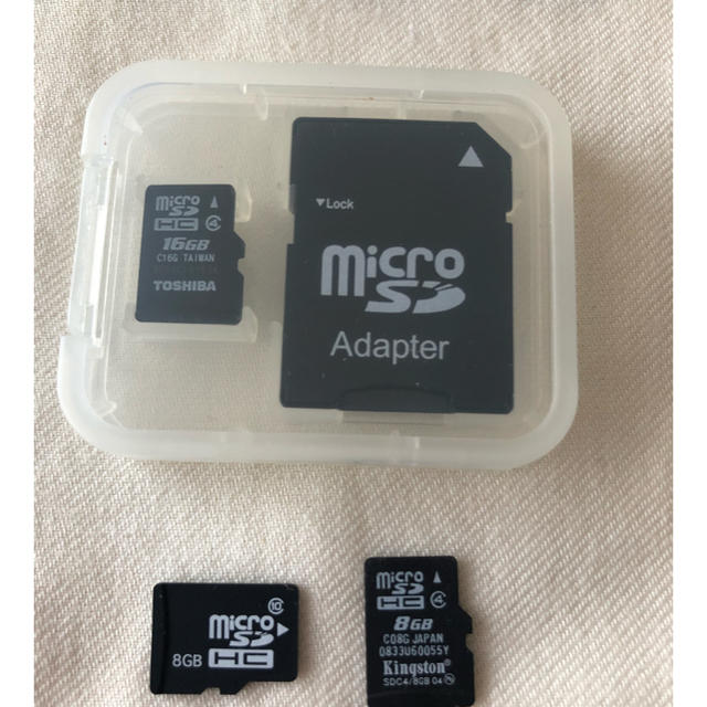 東芝(トウシバ)のマイクロSDカード 8GB×2、16GBセット スマホ/家電/カメラのスマートフォン/携帯電話(その他)の商品写真