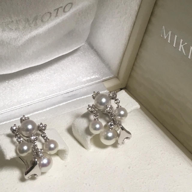 MIKIMOTO(ミキモト)の【ご専用】とても可愛いパールイヤリング❣️ミキモト  ダイヤ付き k18 レディースのアクセサリー(イヤリング)の商品写真