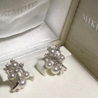 ミキモト(MIKIMOTO)の【ご専用】とても可愛いパールイヤリング❣️ミキモト  ダイヤ付き k18(イヤリング)