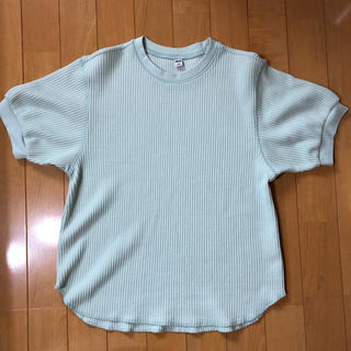 ユニクロ(UNIQLO)のワッフルTシャツ レディース S ライトグリーン ユニクロ(Tシャツ(半袖/袖なし))