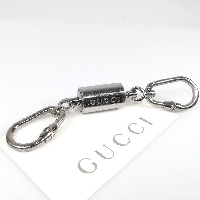 Gucci(グッチ)のグッチ ガンメタル ロゴ キーリング キーホルダー フック TT41 メンズのファッション小物(キーホルダー)の商品写真