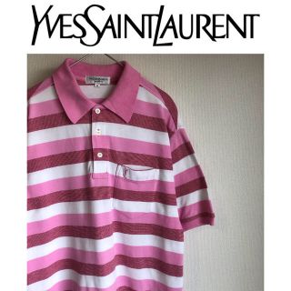 サンローラン(Saint Laurent)の激レア 美品 希少 イヴ サンローラン ボーダーポロシャツ(ポロシャツ)