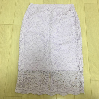 ジーユー(GU)のGU ♡ レースタイトスカート ♡ パープル(ひざ丈スカート)