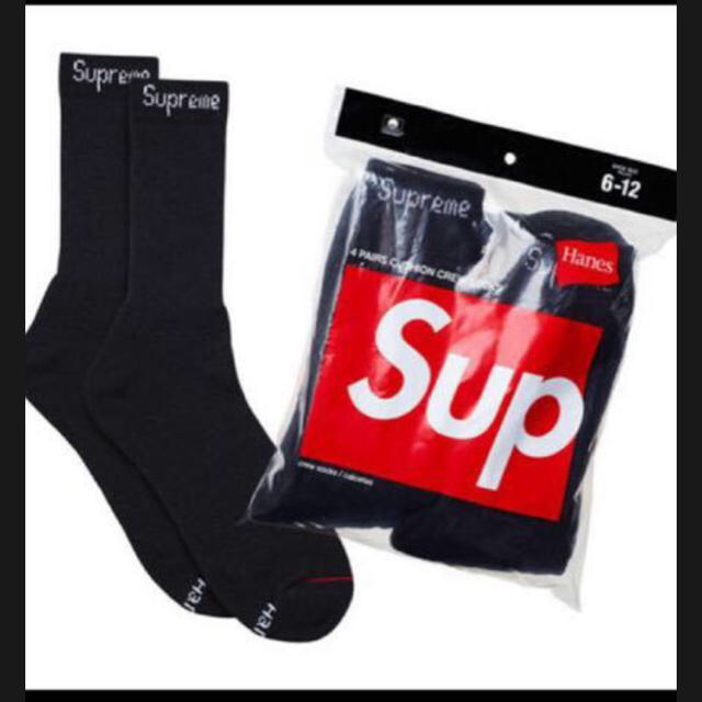 Supreme(シュプリーム)のSupreme Hanes ソックス ブラック 1足 メンズのレッグウェア(ソックス)の商品写真