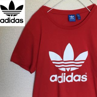 アディダス(adidas)の【レア】アディダス Tシャツ 人気のデカロゴ☆レッドカラー☆メンズMサイズ(Tシャツ/カットソー(半袖/袖なし))