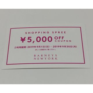 バーニーズニューヨーク(BARNEYS NEW YORK)のBARNEYS NEWYORK 割引券(ショッピング)