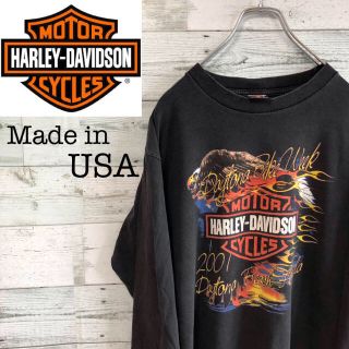 ハーレーダビッドソン(Harley Davidson)の【shimamuu0925さん専用】☆USA製 ファイヤーパターン デカロゴ (Tシャツ/カットソー(七分/長袖))