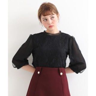 マジェスティックレゴン(MAJESTIC LEGON)のMAJESTIC LEGON☆新品♪ふんわりチュール袖＆上品レーストップス(シャツ/ブラウス(長袖/七分))