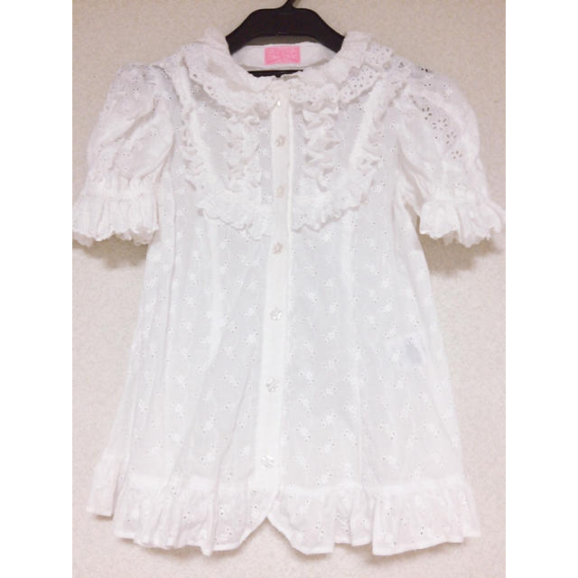 Angelic Pretty(アンジェリックプリティー)のAngelic  Pretty♡いちごレースブラウス レディースのトップス(シャツ/ブラウス(半袖/袖なし))の商品写真