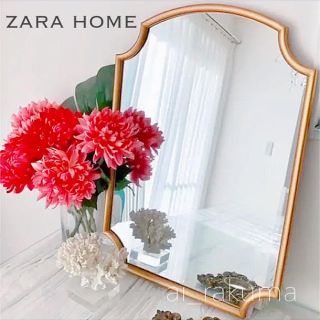 ザラホーム(ZARA HOME)の新品♡ZARA HOME ザラホーム ビッグゴールドフレームミラー(壁掛けミラー)