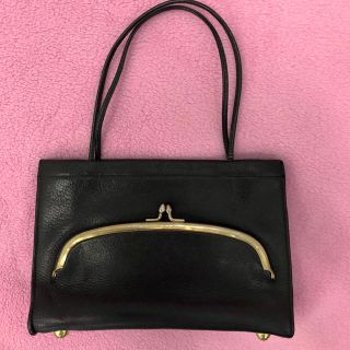 コーチ(COACH)の【希少/美品】オールドコーチ ヴィンテージ ボニーカシン がま口バッグ ブラック(ハンドバッグ)