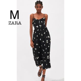 ザラ(ZARA)の新品未使用 ZARA デイジー 花柄 フリル キャミ 膝丈 ワンピース S M(ひざ丈ワンピース)