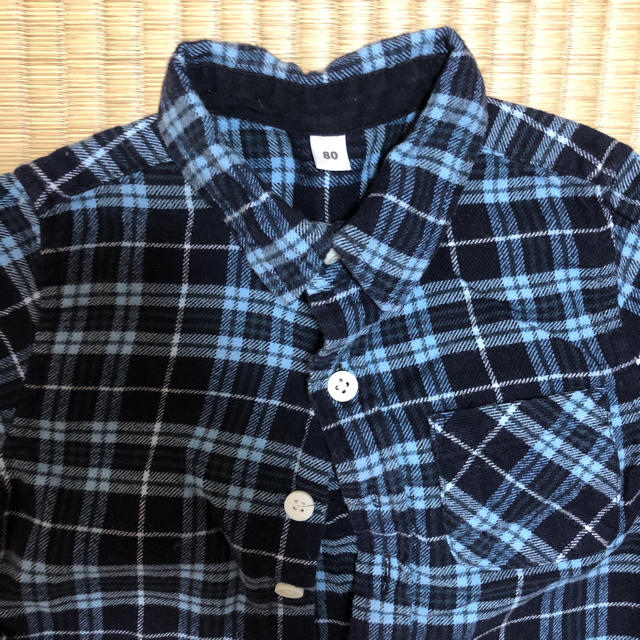 MUJI (無印良品)(ムジルシリョウヒン)の無印良品 チェックシャツ80と90の2枚セット キッズ/ベビー/マタニティのベビー服(~85cm)(シャツ/カットソー)の商品写真