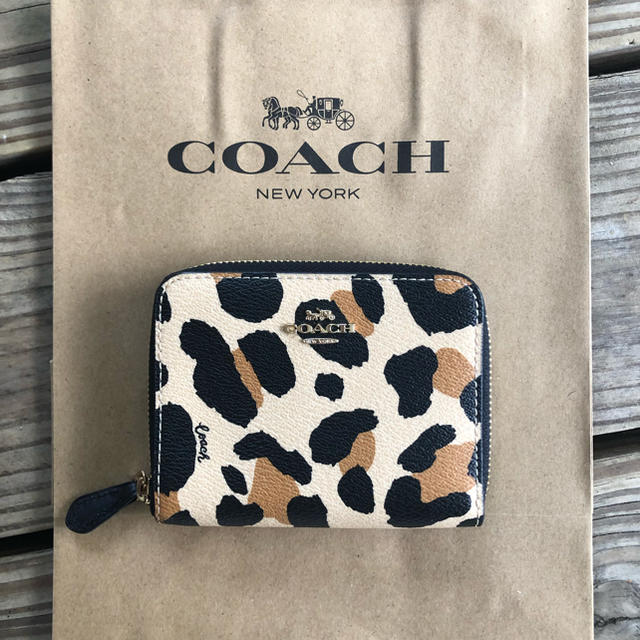 訳あり COACH コーチ　折り財布　レッド　アニマル　二つ折り財布