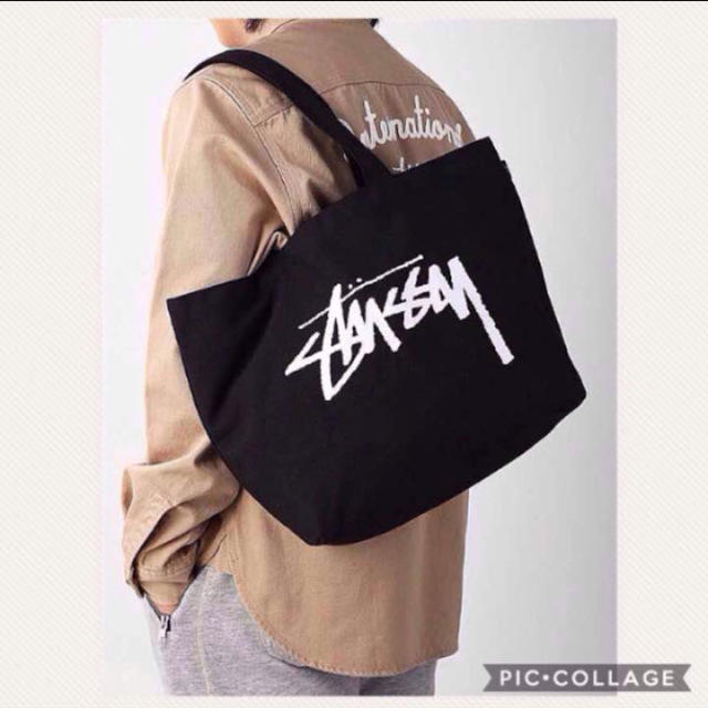 STUSSY(ステューシー)の【新品】ステューシー　 ロゴ入りビッグトートバッグ　 黒 メンズのバッグ(トートバッグ)の商品写真